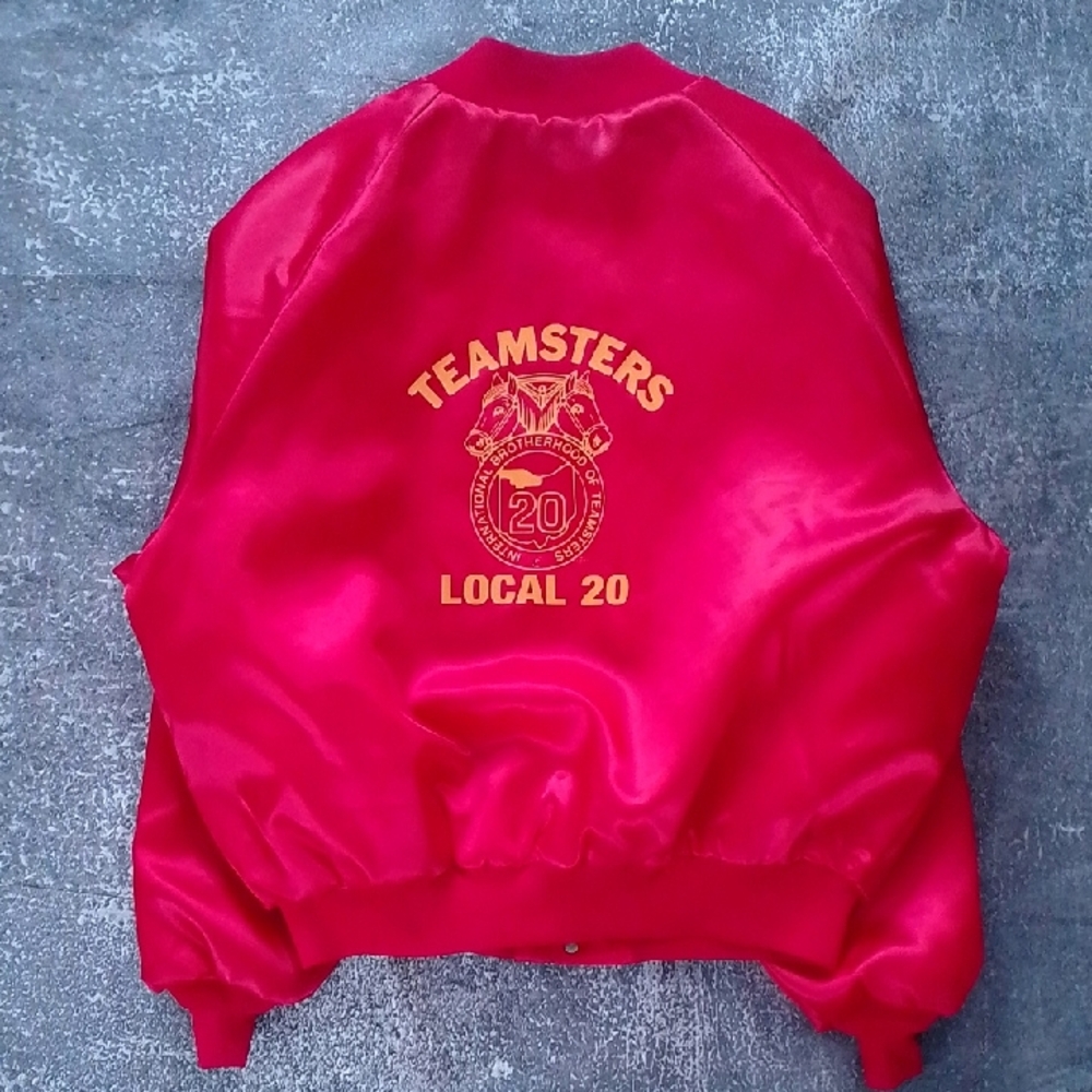 Vintage 80s Red Teamsters Local 20 Jacket King Louie PRO FIT